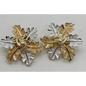 Earrings Mixed Metals Autumn Leaf Vintage Sarah Coventry Clip on